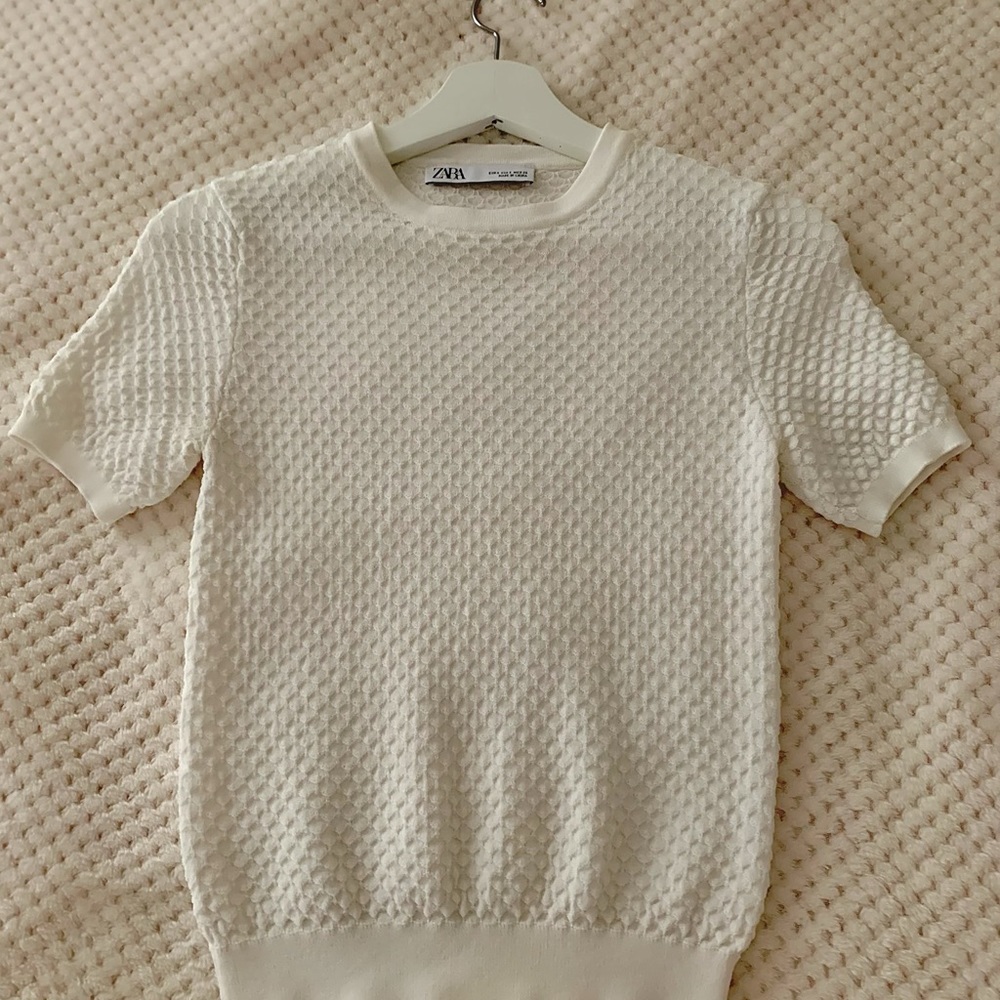 Waffle white top